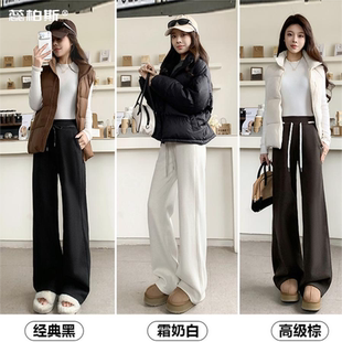 轻奢设计感极简风蚕丝羊毛休闲窄版阔腿裤1011