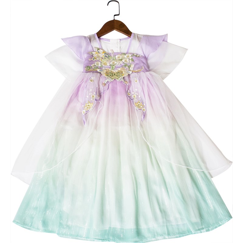 小仙女~售完无补~夏季女童汉服连衣裙轻薄柔软中国风演出礼服