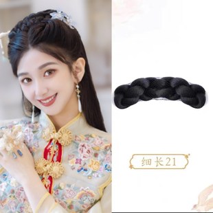 新娘造型假发辫子中式古装盘发麻花长辫结婚婚纱摄影影楼头顶辫子