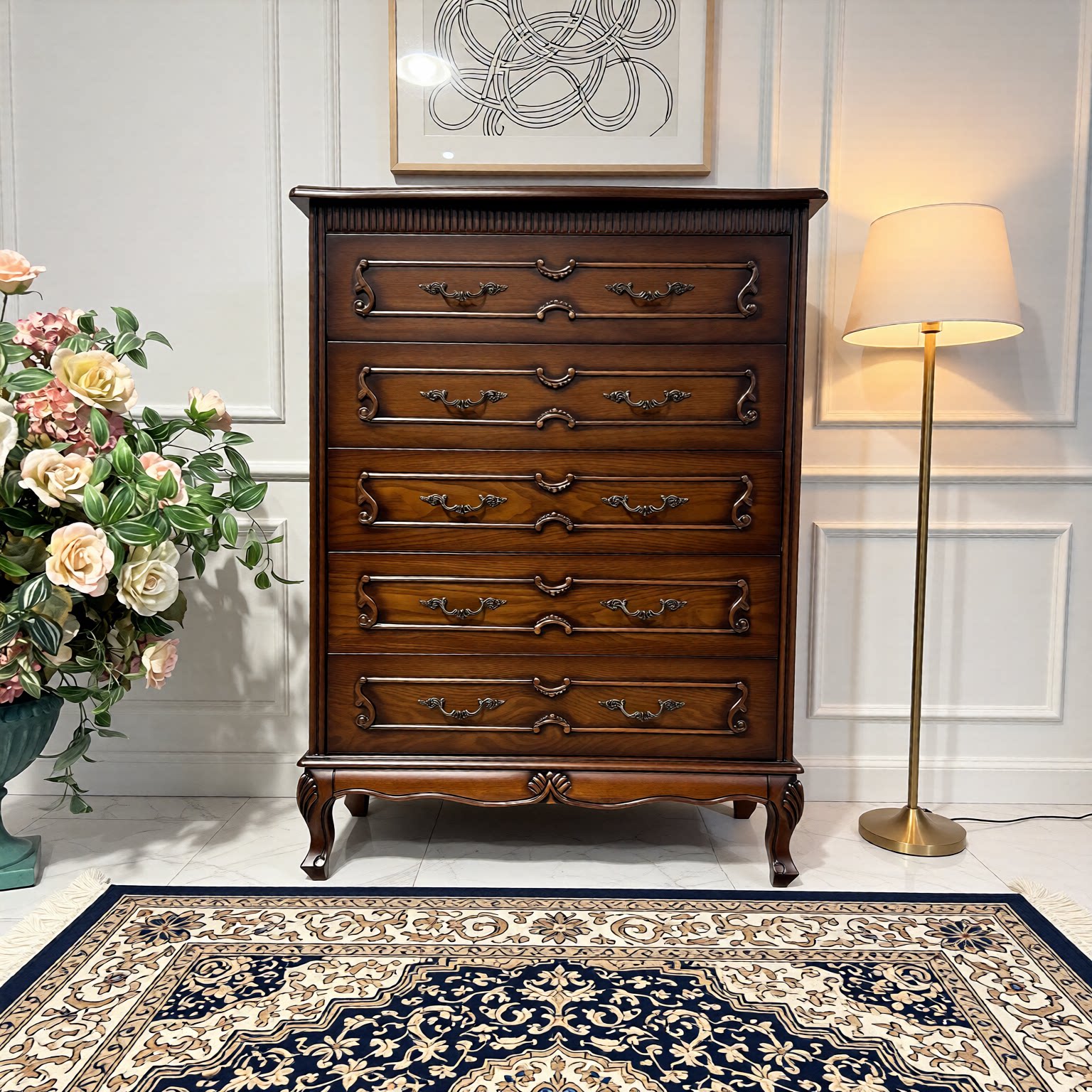 美式乡村五斗柜子欧式实木抽屉卧室35斗橱收纳储物复古典家具艺术