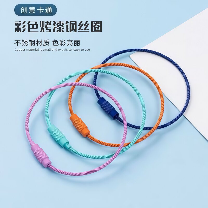 ins风彩色钢丝圈钥匙扣耐用