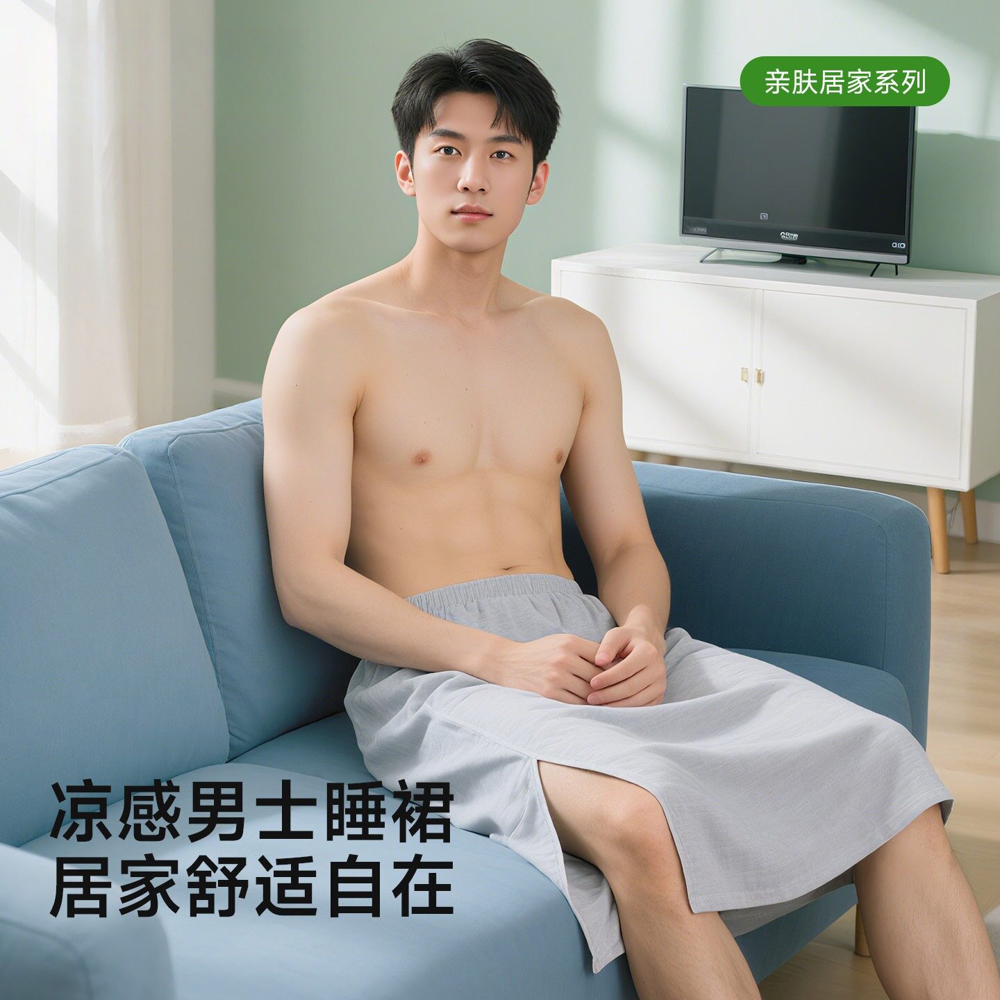 男士半身睡裙纯棉短裸神器