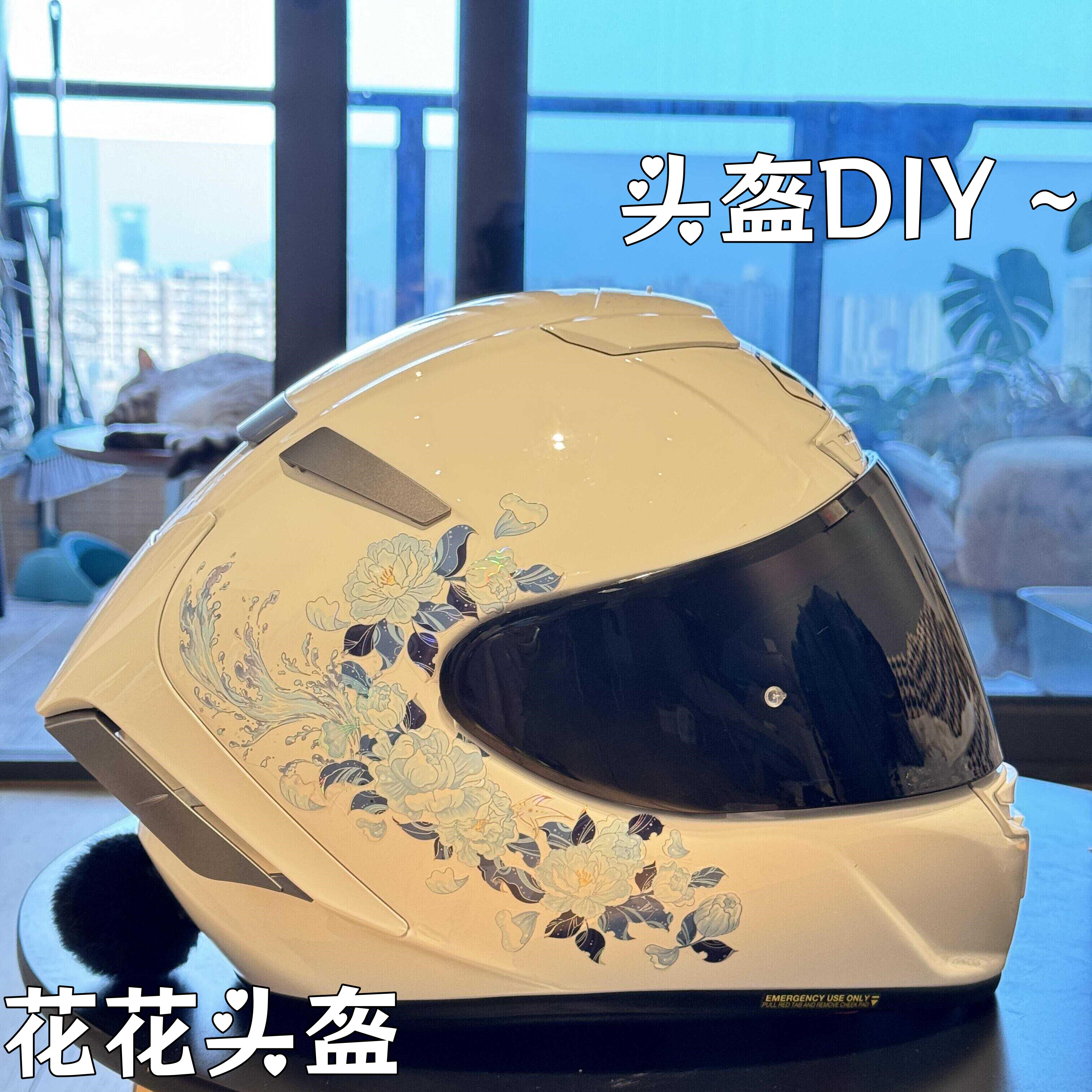 适用AGV/Arai/SHOEI/LS2摩托车头盔贴纸划痕遮盖贴纸pet半盔全盔图片