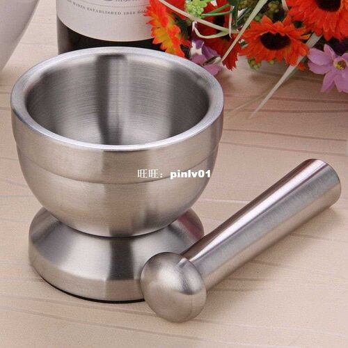 现货速发 Double Stle Steel Mort ad Pestle Pedest Bowl K