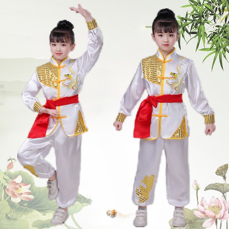 现货速发儿童武术服装太极表演服装幼儿演出服中国功夫表演服训练