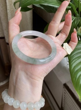 速发天山翠手镯新疆冰种翡翠国风新中式飘花美人圆条玉镯