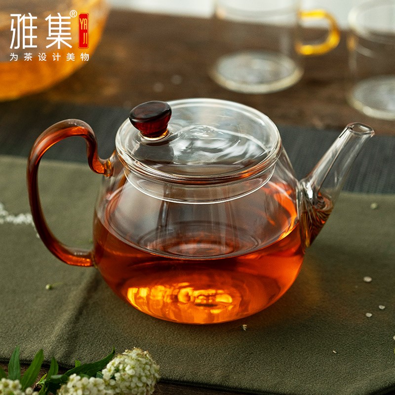 速发琥具耐热玻璃迷你泡茶壶茶水珀离小茶壶一人用茶分把玻璃