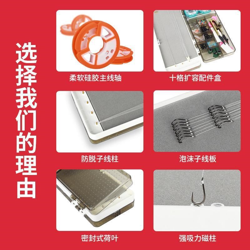 现货速发鱼漂盒三层多功能大容量主线子线盒渔具三合一收纳盒渔具