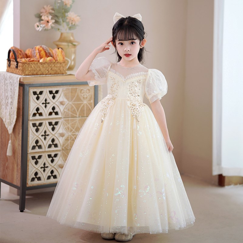 速发童礼服公主裙子儿童连衣裙花童婚礼表演小孩主持人钢琴演出服