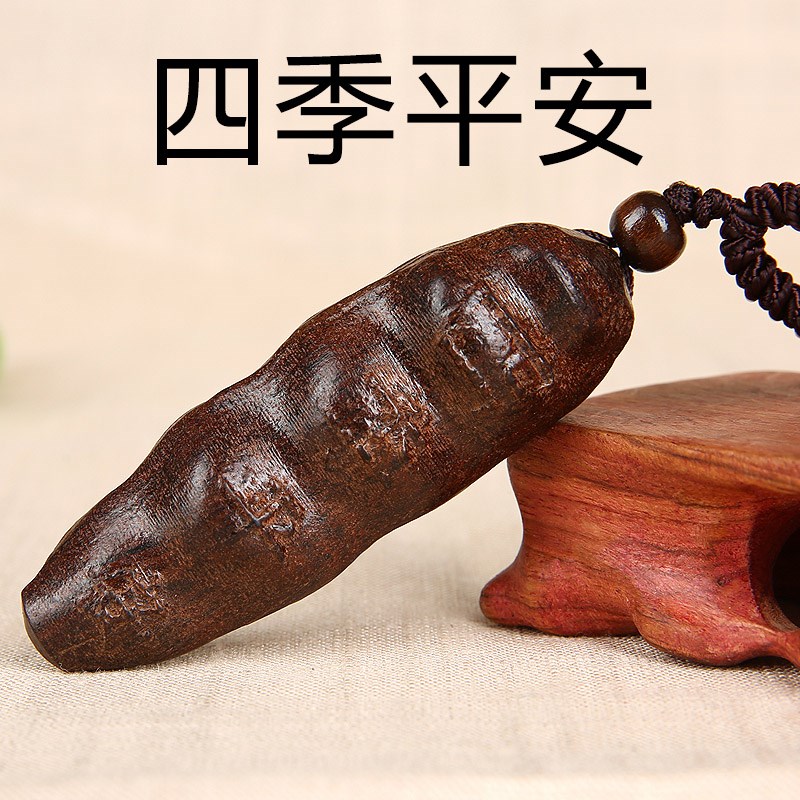 新款手工雕刻木头鱼项链吊坠v民族风复古木质长款毛衣链饰品挂件