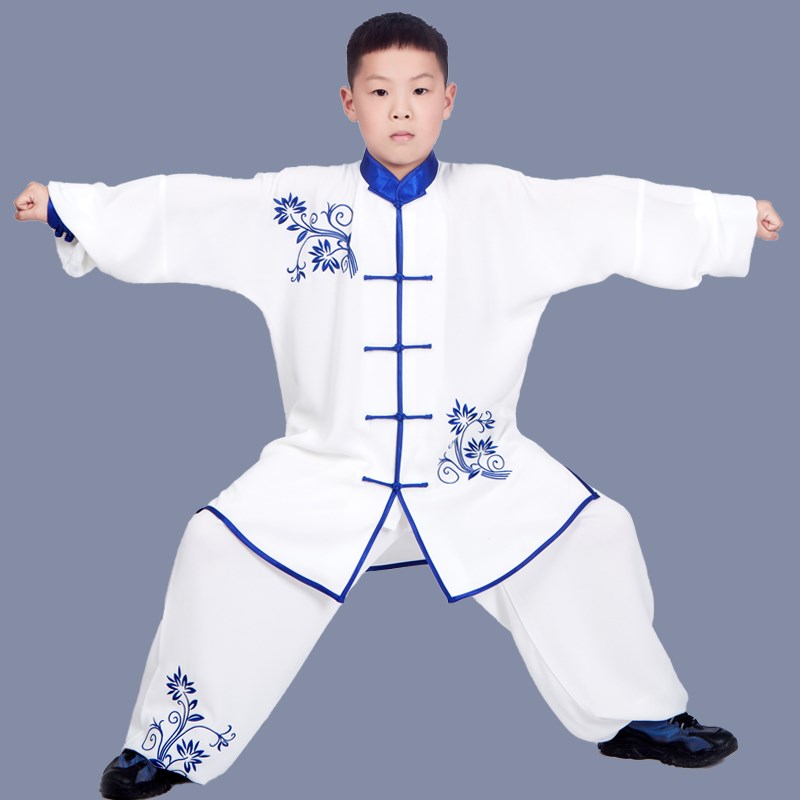 现货速发儿童太极服装团体男学生太极拳练功服新款青花瓷少儿武术