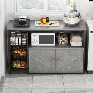 速发厨架置物架落地多层家用收纳架多功房碗橱柜置物柜微波炉储物