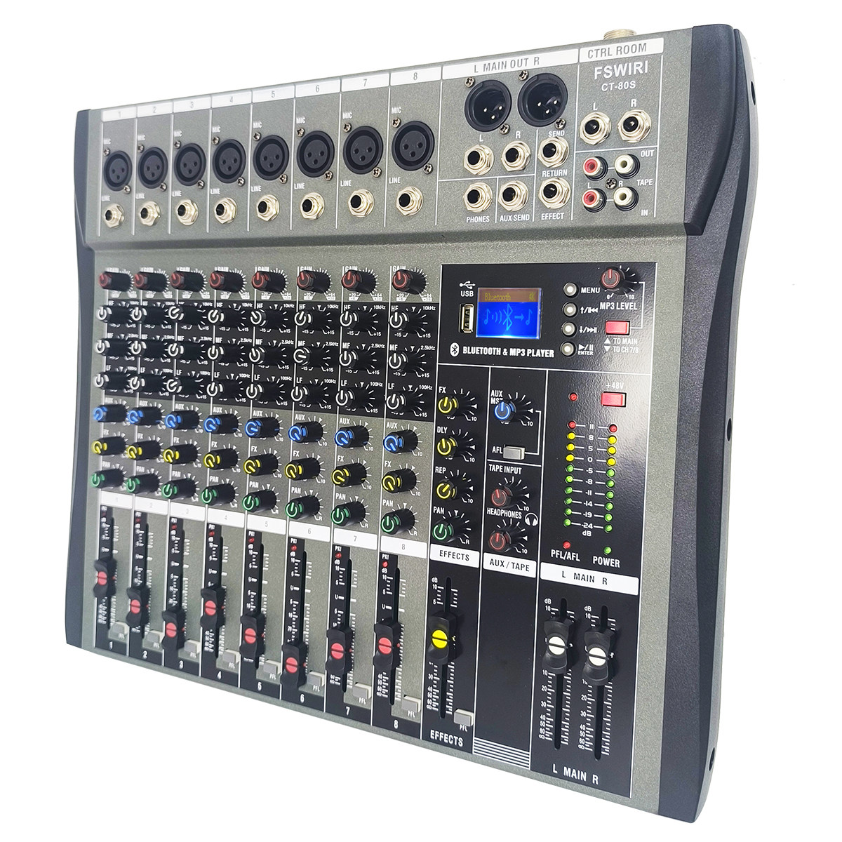 FSWIRI新款专业8路调音台混响效果dj酒吧舞台婚庆工程混音台