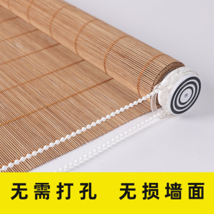 中式 饰中国风门 竹帘卷帘免打孔安o装 竹窗帘家用升降隔断帘遮光装