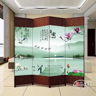 饰折 屏风隔断移动布艺实木q客厅家用卧室酒店办公室折叠玄关帘装