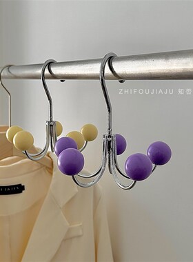 奶油实木旋转挂钩衣帽间衣架收纳挂衣家用衣柜防滑无痕Y晾衣杆ins