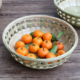 家用竹编馍筐馒头筐厨房茶u几收纳篮筐编织手工小框子篮菜筐竹篮