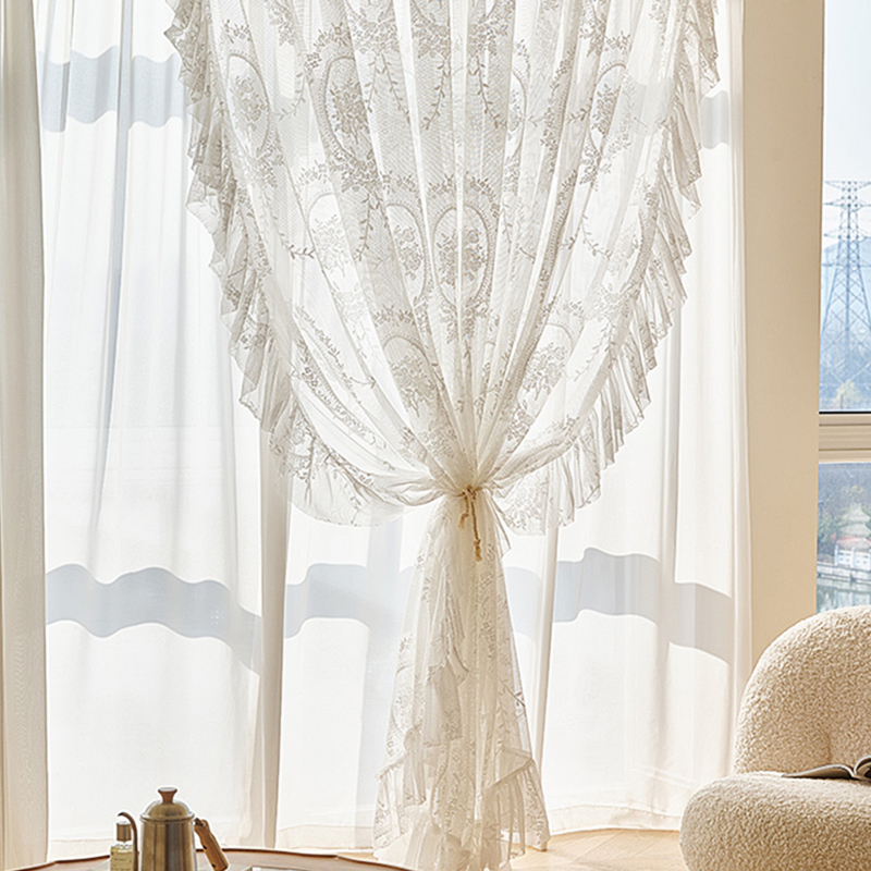 法式轻奢洛洛可窗帘蕾丝卧室ins风遮光复I古梦幻纱帘2022新款客厅