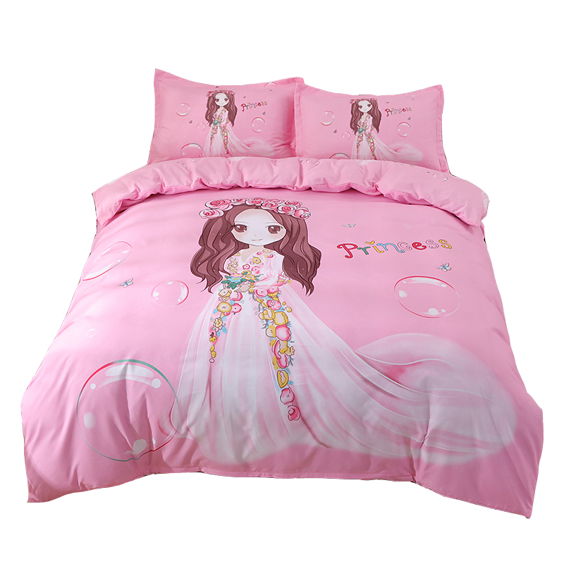 公主梦四件套可爱卡通床上用品纯棉全棉儿童O床单被子芯三件套女
