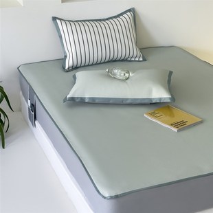 高档轻奢冰藤席 纯色混搭凉席三件套冰丝软席1.O5m1.8米床笠款夏