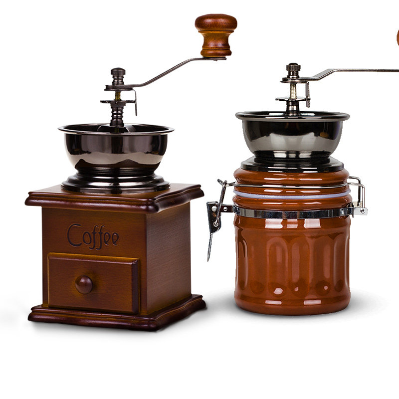 手磨咖啡机d手摇复古咖啡豆研磨机家用手动磨豆机套装粗细调磨粉,餐饮具,磨豆机,淘宝优惠券,粉丝福利购,淘宝优惠卷