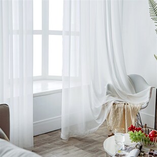 3.5米3.4米3.3米3.2无拼接加高超长透光不透人成品白Y色纱帘阳台