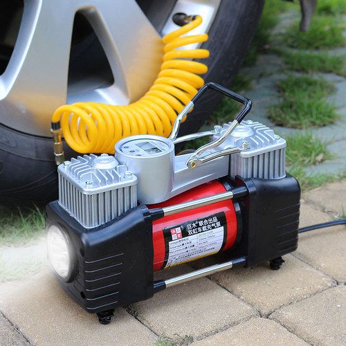 车载充气泵汽车用双缸高压大功率12V便携式打气泵U轮胎电动打气筒