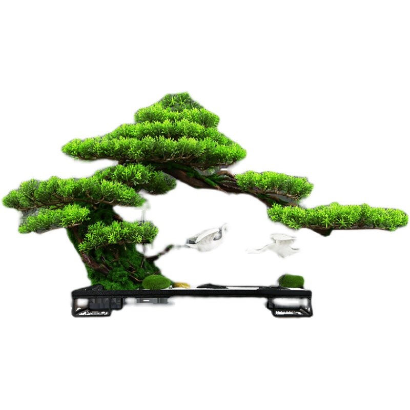 大型仿真迎客h松罗汉松美人松摆件办公室桌面酒店玄关装饰盆景景