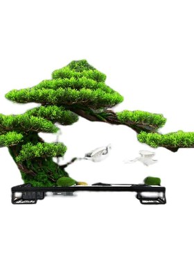 大型仿真迎客h松罗汉松美人松摆件办公室桌面酒店玄关装饰盆景景