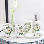 件漱口杯洗漱 浴室用品四件套装 欧式 卫浴五件套陶瓷n浴室洗漱套装