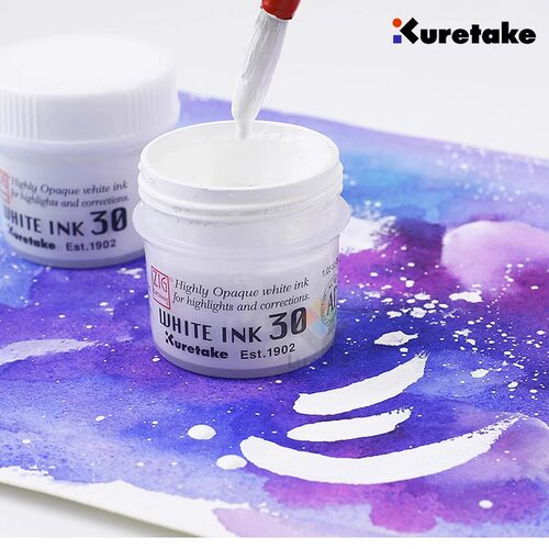 日本进口吴竹Kuretake漫画墨水防水白色绘画高光白笔水彩颜料画笔