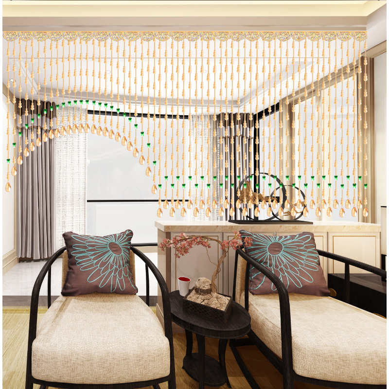 水晶葫芦一体珠帘网红卧室餐厅客厅门帘免打孔隔断玄关阳台过道帘