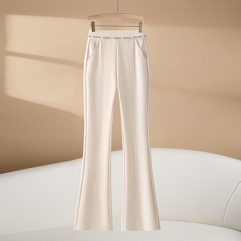 微喇裤子女秋季气质九分西装裤修身显瘦小个子长裤百搭松紧腰女裤