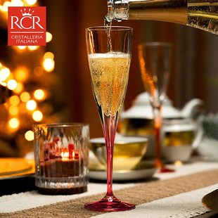 意大利RCR复古水晶玻璃香槟杯婚礼高脚杯家用创意轻奢起泡酒杯子
