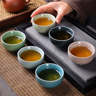 冰花主人杯茶杯陶瓷冰裂釉开片汝窑茶具杯子裂纹茶碗套装 岚宫窑