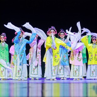 中华小戏迷舞蹈服俏花旦演出服梨花颂京剧唱戏衣服装 头饰 戏曲水袖