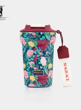 MAGRACE保温杯咖啡杯可携式高颜值女水杯陶瓷内胆保冷杯子生日礼