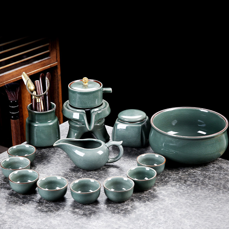 懒人茶盘茶具套装家用开片哥窑陶瓷茶杯茶道自动R石磨泡茶神器整,餐饮具,功夫茶具,淘宝优惠券,粉丝福利购,淘宝优惠卷