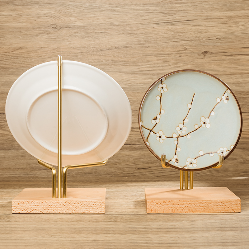 盘子支架工艺品展示架圆盘金牌瓷盘茶H饼托架实木架装饰放摆件底