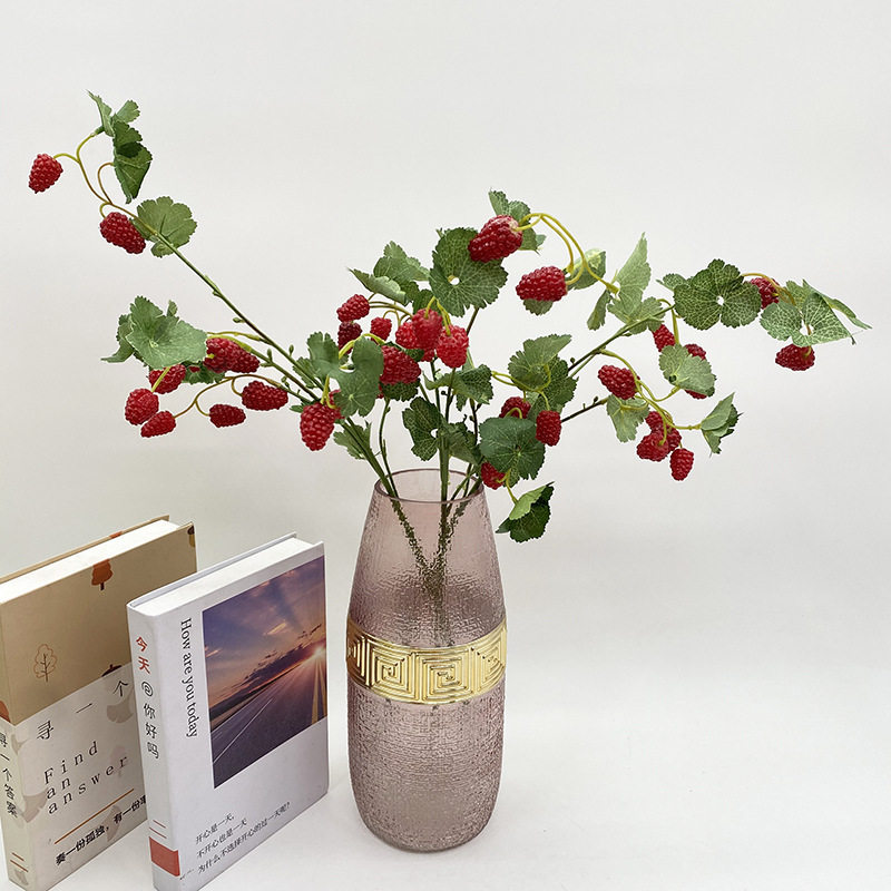 仿真桑葚枝家居装饰桑果树莓果M花艺摆件摄影道具