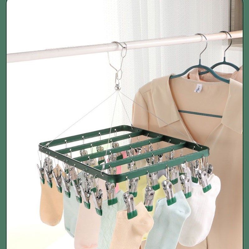 铝合金晾晒袜子衣架多夹子阳台凉内衣内裤防风不锈钢无.痕晒衣神,收纳整理,金属衣架,淘宝优惠券,粉丝福利购,淘宝优惠卷