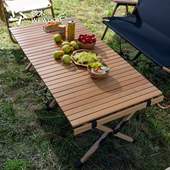 微木户外折叠桌 野营野外 榉木蛋卷桌实木露营桌子野餐Q桌椅便携式