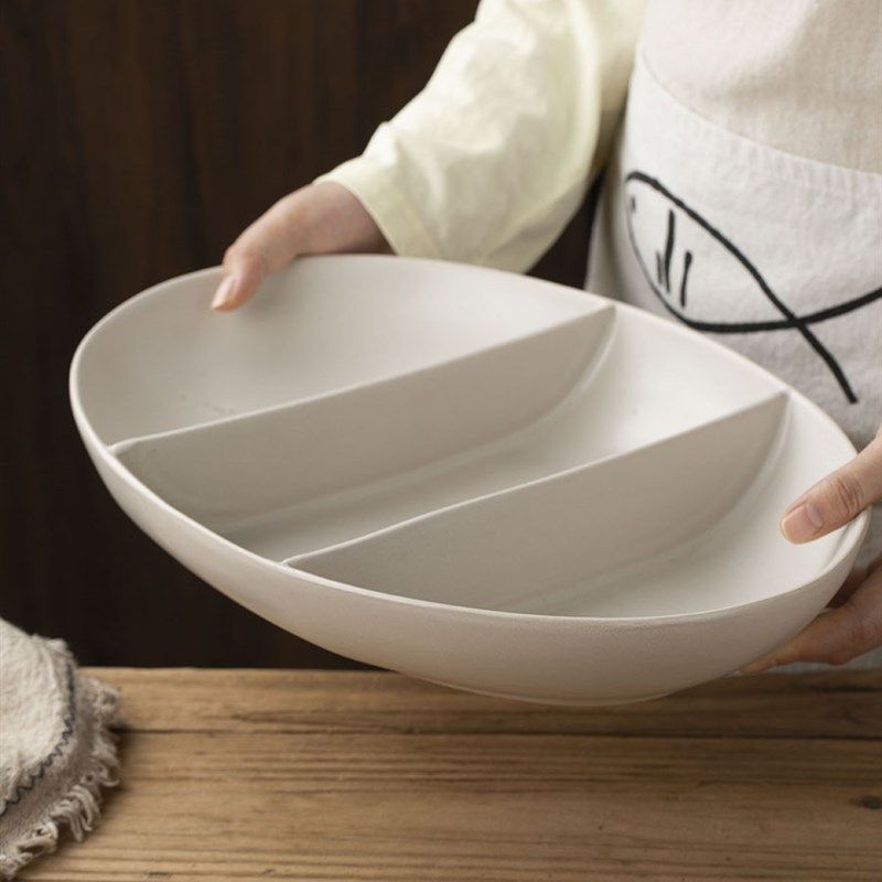 微瑕 超大果盘 家用陶瓷高颜值水果盘 大号O三格盘点心盘子分格盘,餐饮具,盘,淘宝优惠券,粉丝福利购,淘宝优惠卷