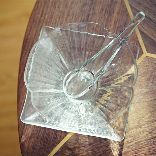 耐热日式花朵玻璃碗简约糖水x甜品碗水果沙拉碗汤碗冰淇淋碗玻璃