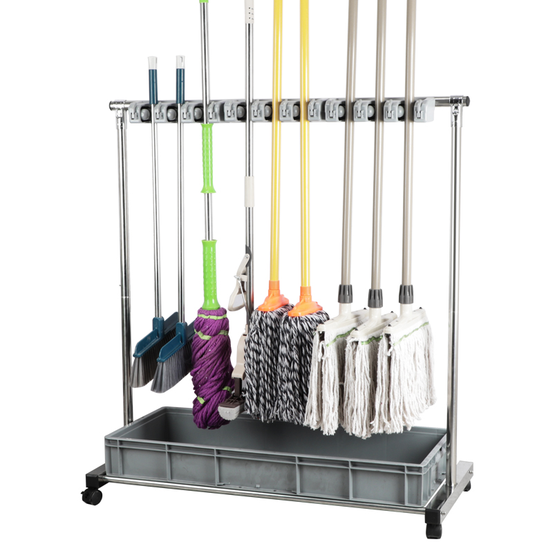 不锈钢可移动拖把架子落地式x扫把拖布墩布架阳台置物清洁工具收