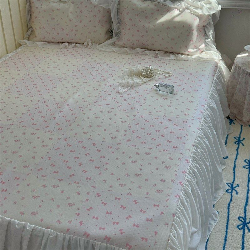 梨梦 少女心冰丝凉席三件套夏季双人花边L床裙款席子可水洗可折叠,床上用品,冰丝席,淘宝优惠券,粉丝福利购,淘宝优惠卷