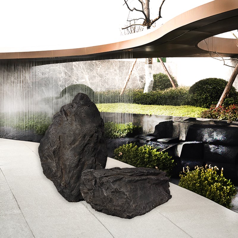 玻璃纤维仿真空心石户外造景软装样品屋展E示中心庭院装饰微景观