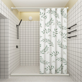 卫生间防水布浴室洗澡隔断防霉干湿分离挂L帘子磁吸浴帘套装 免打