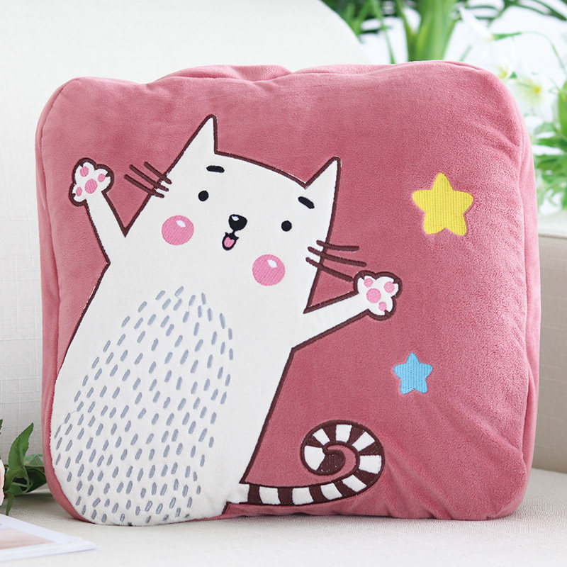 汽车抱枕被子两用靠垫被办公室空调被多功M能个性折叠抱枕被珊瑚