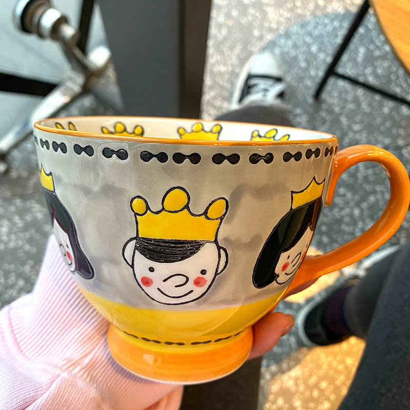大容量马克杯带勺杯子可爱少女心家用陶瓷牛奶燕麦早餐Z杯碗可微